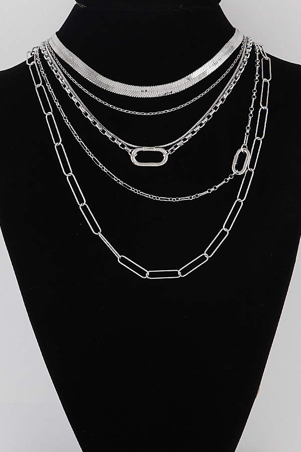SNN6057 SILVER Multi Chain Necklace Chain Necklaces