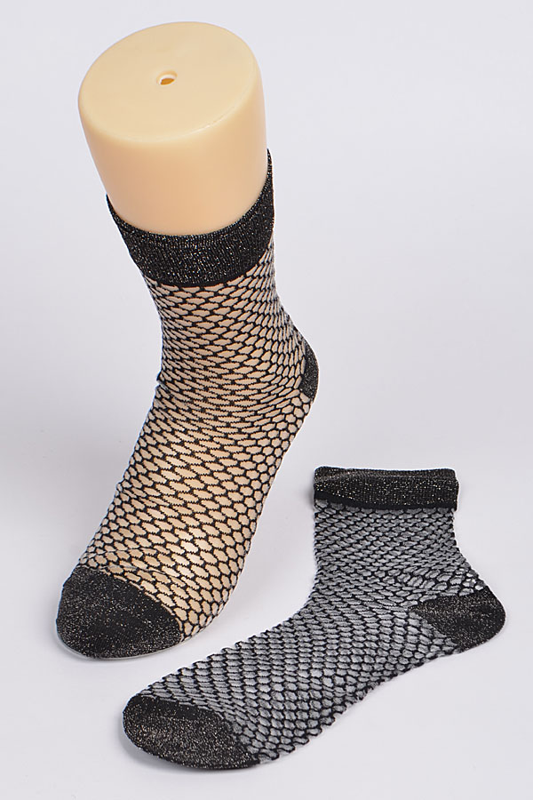 TT8330 BLACK Glitter Net Socks Socks & Stockings