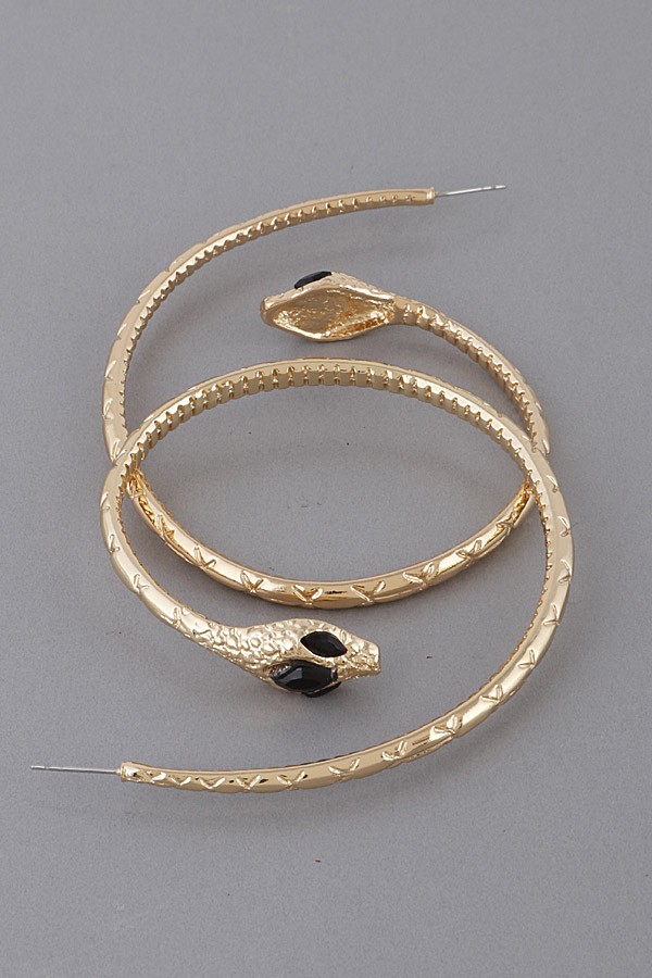 black snake hoop earrings