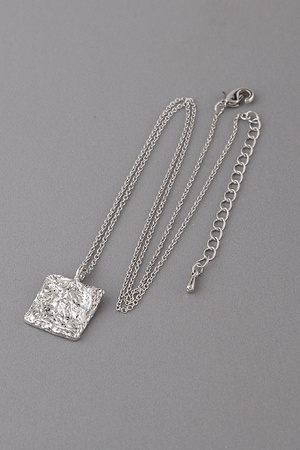 Hammered Square Pendant Necklace