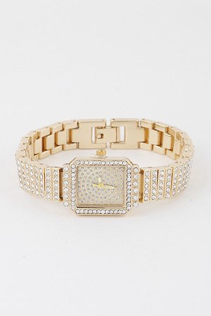 Jeweled Square Chain Watch