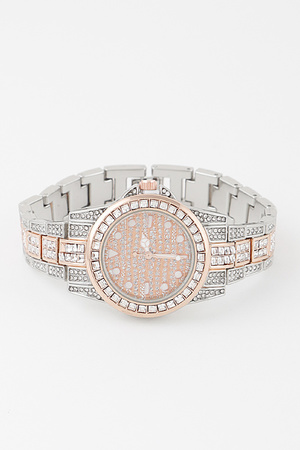 Two Toned Crystal Chain Watch