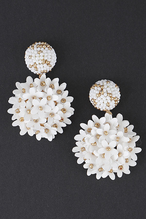 Round Beaded Flower Drop Earring.