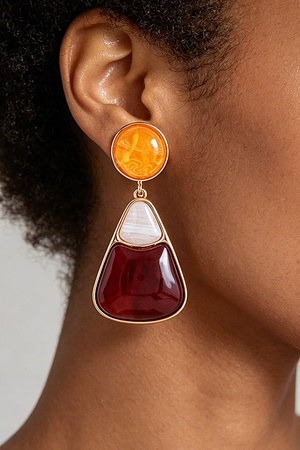 Multi Marble Stone Teardrop Earrings