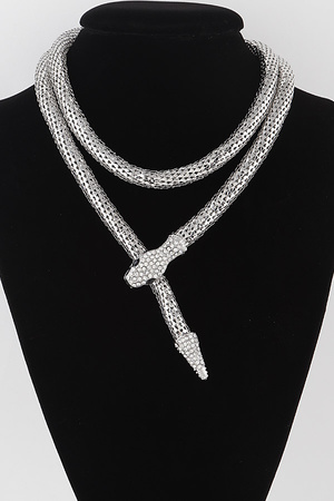 Jeweled Snake Wrap Necklace