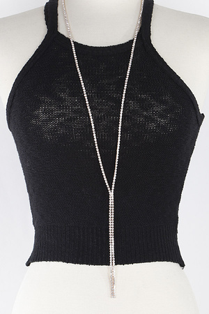 Ultra Long Rhinestone Drop Necklace