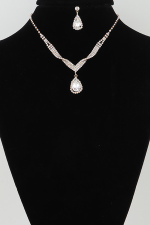 Bejeweled Teardrop Twist Necklace