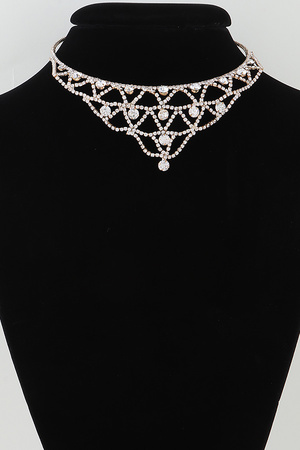 Multi Crystal Rhinestone Drop Necklace