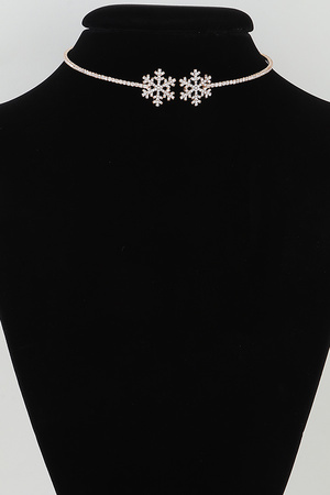 Twin Snowflake Open Choker Necklace