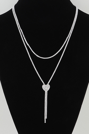 Bejeweled Adjustable Heart Toggle Necklace