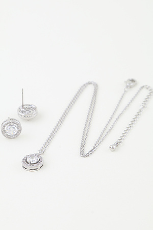 Bejeweled Rhinestone Pendant Necklace Set