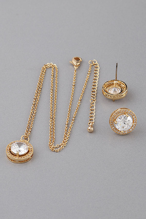 Double Rhinestone Pendant Necklace