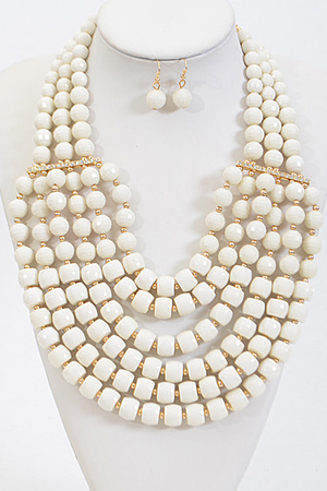 Thick Statement Bead Necklace With Bar Set