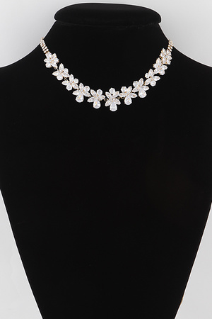 Double Crystal Flower Charm Necklace