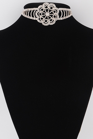 Jeweled  Flower Choker  Necklace