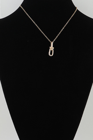 Bejeweled Horseshoe Toggle Chain Necklace