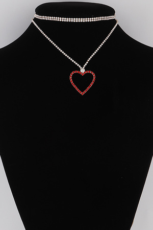 Jeweled Heart Choker Necklace