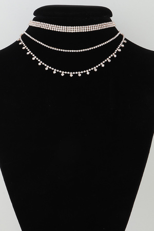 Multi Rhinestone Choker Necklace