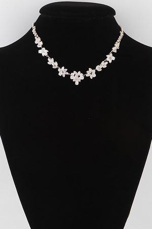 Crystal Flower Charm Necklace