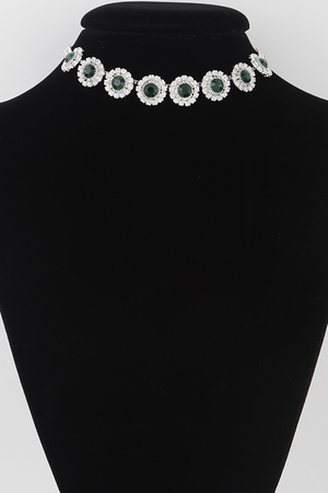 Emerald Green Rhinestone Choker Necklace