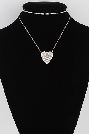 Double Jeweled Heart Necklace