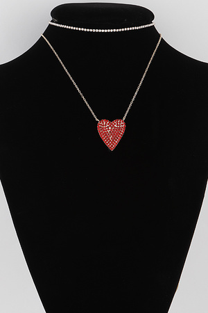Double Jeweled Heart Necklace