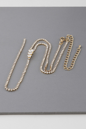 Jeweled Triple Jewel Drop Necklace