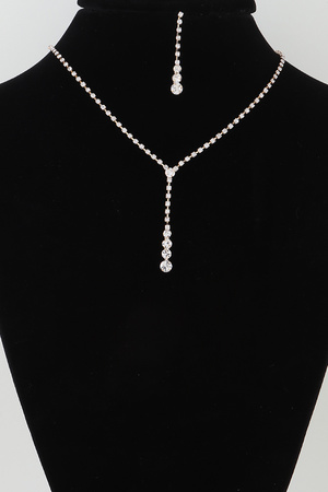 Bejeweled Rhinestone Y Drop Necklace