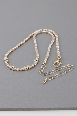 Jeweled MAMA Adjustable Necklace