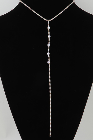 Beaded Rhinestone Drop Necklace