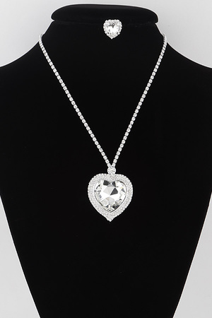 Jeweled Crystal Heart Necklace