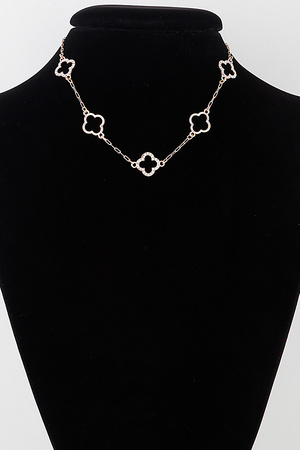 Jeweled Clover Charm Necklace