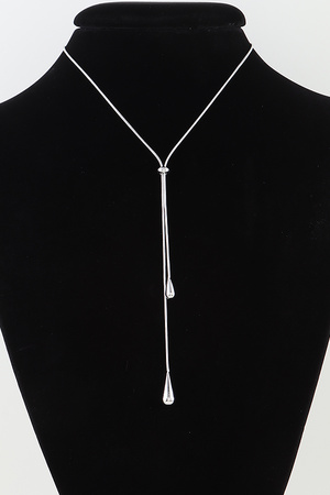 Shiny Twin Teardrop Toggle Necklace