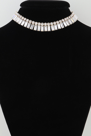 Double Crystal Rhinestone Choker Necklace