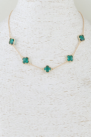 Crystal Clover Charm Chain Necklace