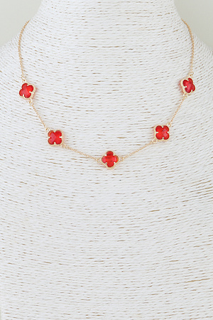 Crystal Clover Charm Chain Necklace