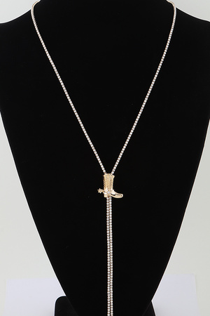 Bejeweled Cowboy Boot Toggle Necklace