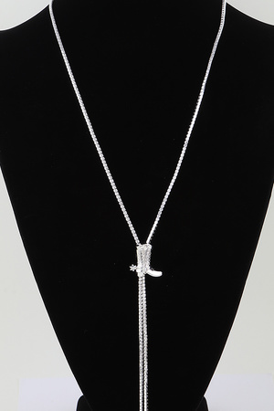 Bejeweled Cowboy Boot Toggle Necklace