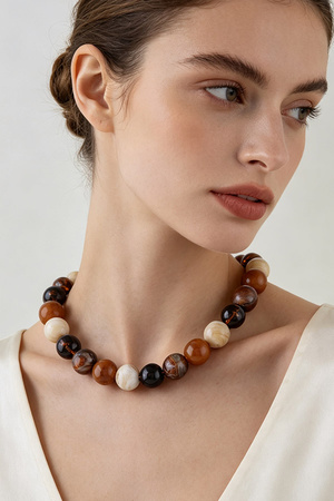 Mixed Resin Ball Bead Strand Necklace