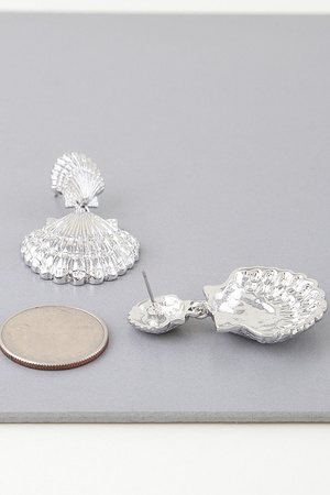 Double Clamshell Drop Earrings