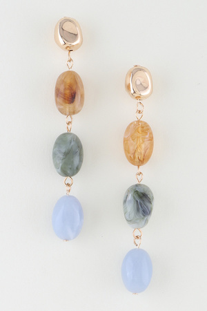 Multi Marble Stone Drop Earrings