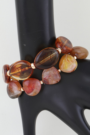 Double Tortoise Stone Beaded Bracelet