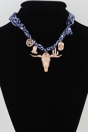 Antique Wild West Braided Fabric Necklace