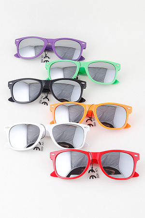Bright Mirrored Lens Square Sunglasses