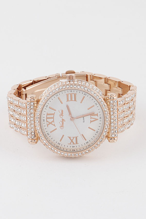 Jeweled Quartz Chain Watch