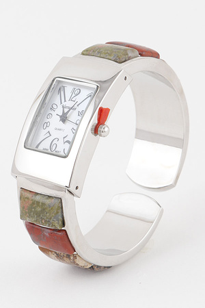 Multi Stone Cuff Watch