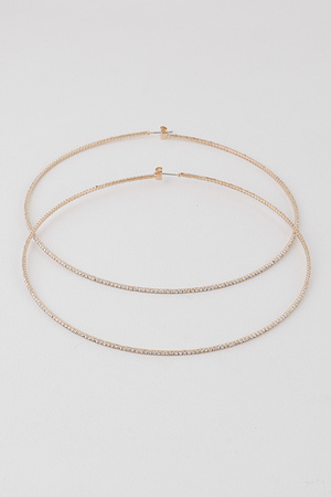Oversized Small Rhinestone Hoop Earrings