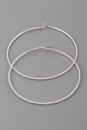 Thin Rhinestone Hoop Earrings