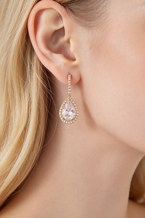 Teardrop Halo Cubic Zirconia Drop Earrings