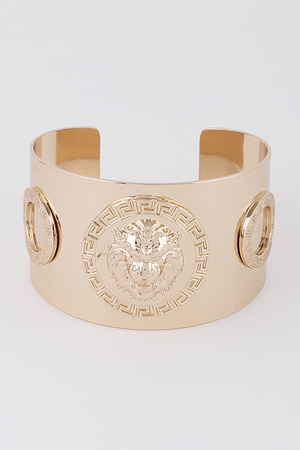 Lion Emblem Open Cuff Bracelet